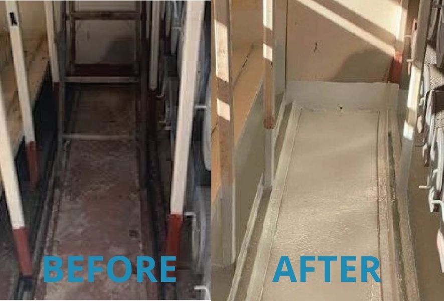 Before and After images of Air Handler Unit being refurbished